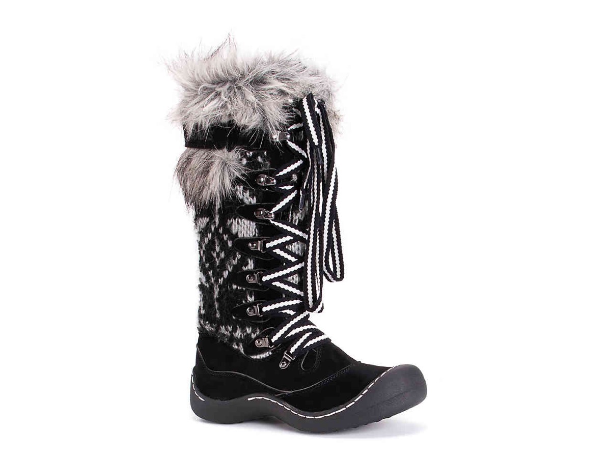 Alrisco Women Mixed Media Mid-Calf Quilted Lace Up Fur Shearling Winter Boot IB53 